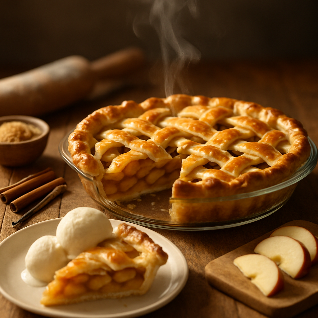 Background image of apple pie and apples